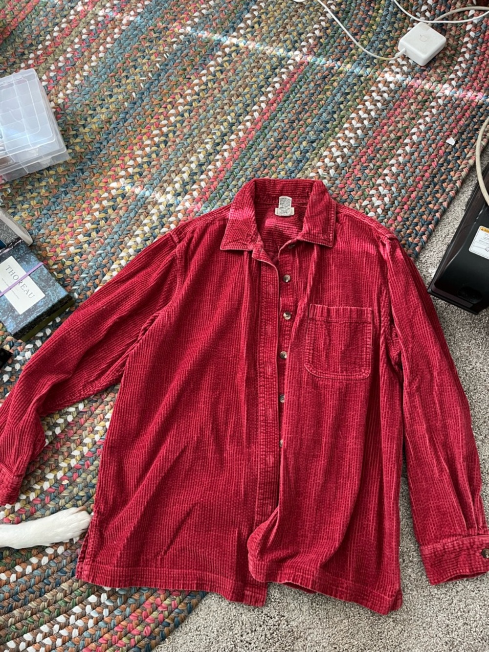 L.L. Bean Women's Red Corduroy Button-Up